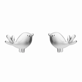 Sterling Silver Robin Stud Earrings