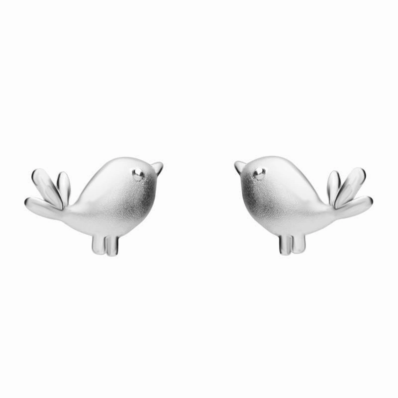 Sterling Silver Robin Stud Earrings