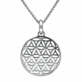 Sterling Silver Round Pierced Disc Necklace