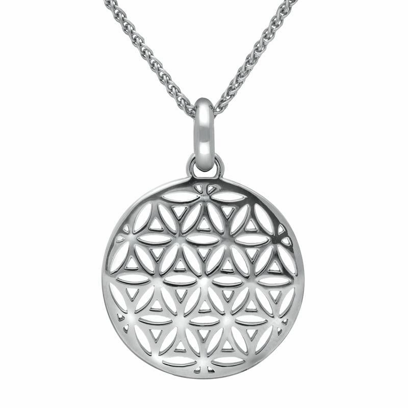Sterling Silver Round Pierced Disc Necklace