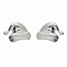 Sterling Silver Santa Hat Stud Earrings