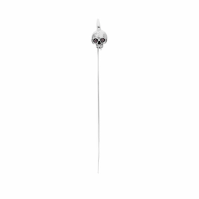 Sterling Silver Skull with Ruby Eyes Bookmark