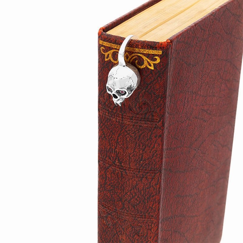 Sterling Silver Skull with Ruby Eyes Bookmark