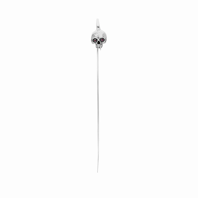 Sterling Silver Skull with Ruby Eyes Bookmark