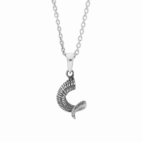 Sterling Silver Small Krampus Horn Pendant Necklace