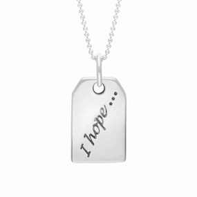 Sterling Silver Small Tag I Hope Necklace