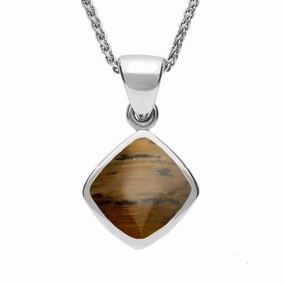 Sterling Silver Tigers Eye Dinky Cushion Necklace