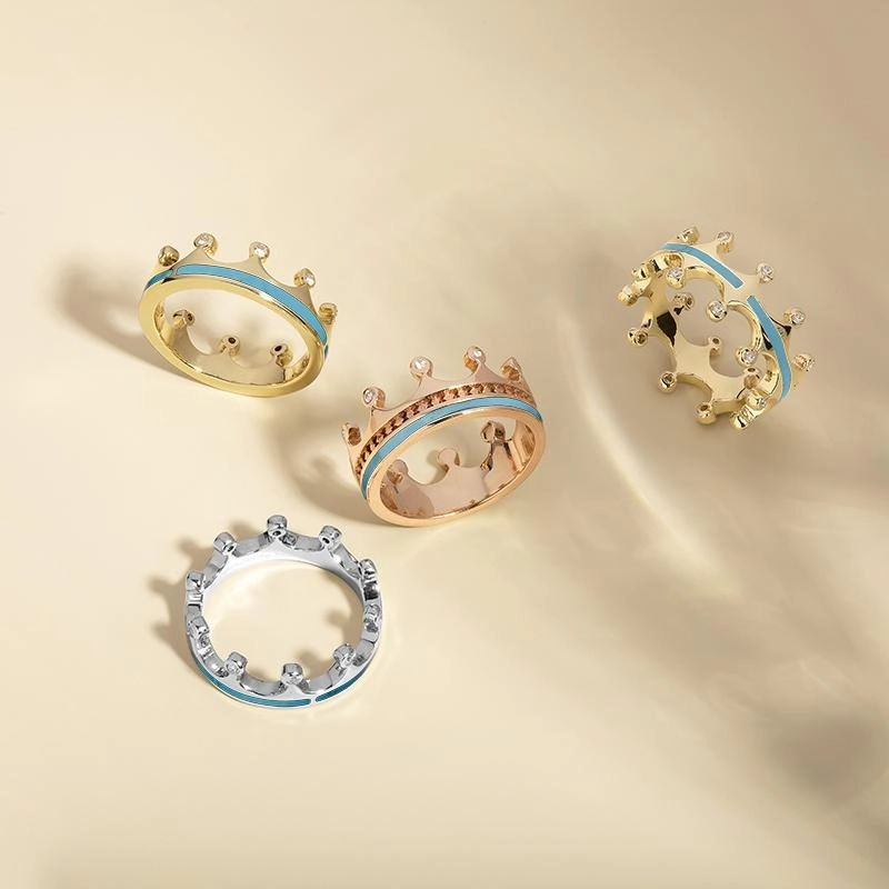 Sterling Silver Turquoise Diamond Tiara Double Band Ring
