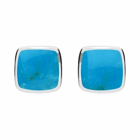 Sterling Silver Turquoise Dinky Cushion Stud Earrings
