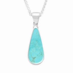 Sterling Silver Turquoise Long Pear Necklace