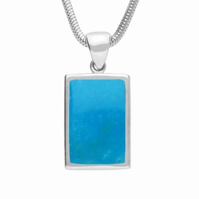 Sterling Silver Turquoise Oblong Necklace