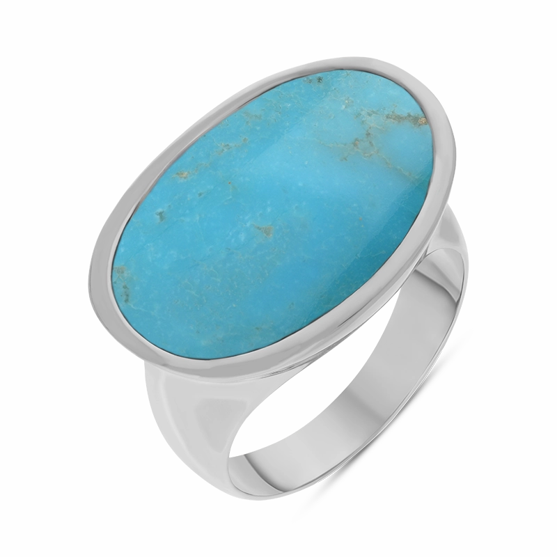 Sterling Silver Turquoise Oval Statement Ring D