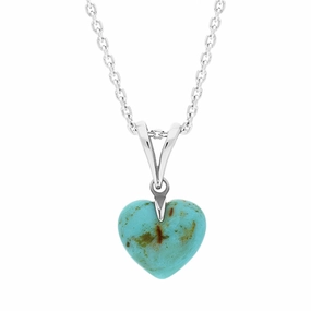 Sterling Silver Turquoise Small Carved Heart Split Bail Necklace