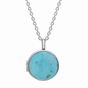 Sterling Silver Turquoise Small Round Locket