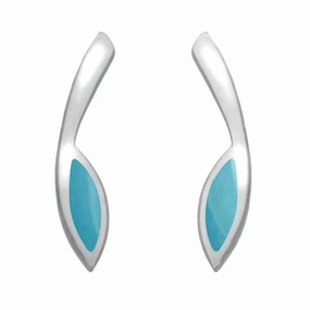 Sterling Silver Turquoise Toscana Long Marquise Stud Earrings