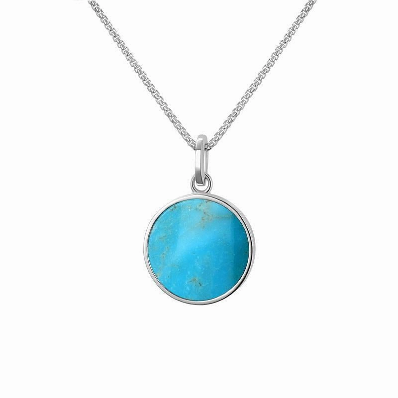 Sterling Silver Turquoise  Zodiac Sagittarius Round Necklace