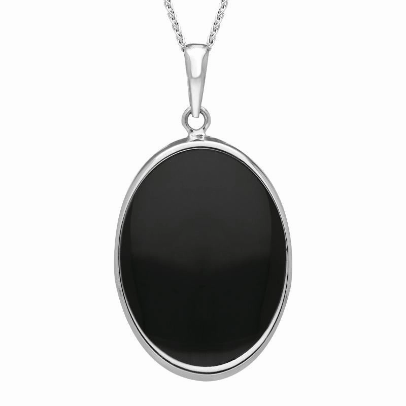 Sterling Silver Whitby Jet Abbey Moon Oval Necklace