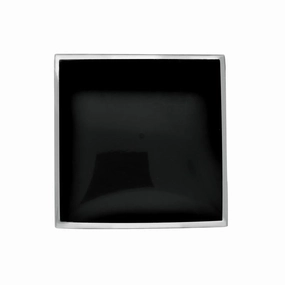 Sterling Silver Whitby Jet Contemporary Square Brooch
