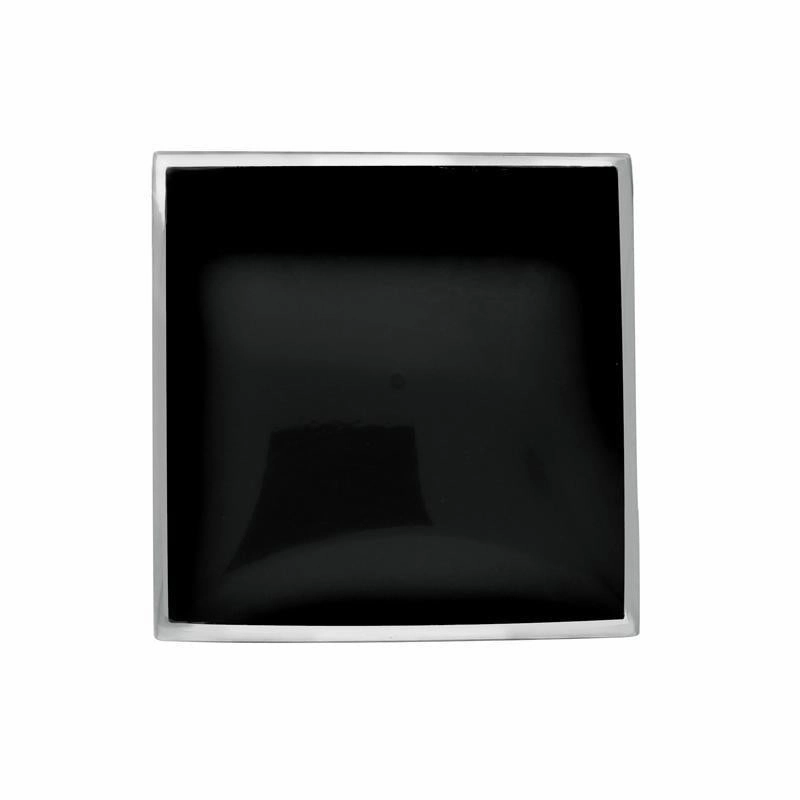 Sterling Silver Whitby Jet Contemporary Square Brooch