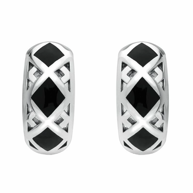 Sterling Silver Whitby Jet Curved Crossover Four Piece Set
