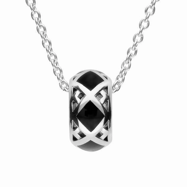 Sterling Silver Whitby Jet Curved Crossover Four Piece Set