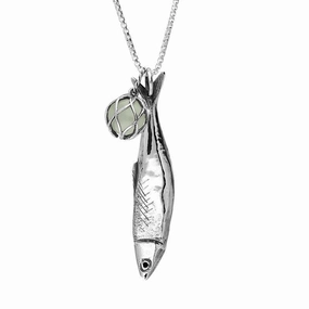 Sterling Silver Whitby Jet Emma Stothard Silver Darling Green Quartz Float Charm Necklace