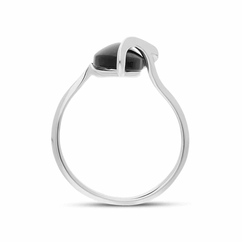 Sterling Silver Whitby Jet Marquise Ring