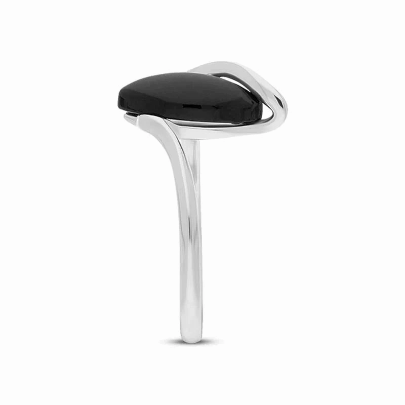 Sterling Silver Whitby Jet Marquise Ring