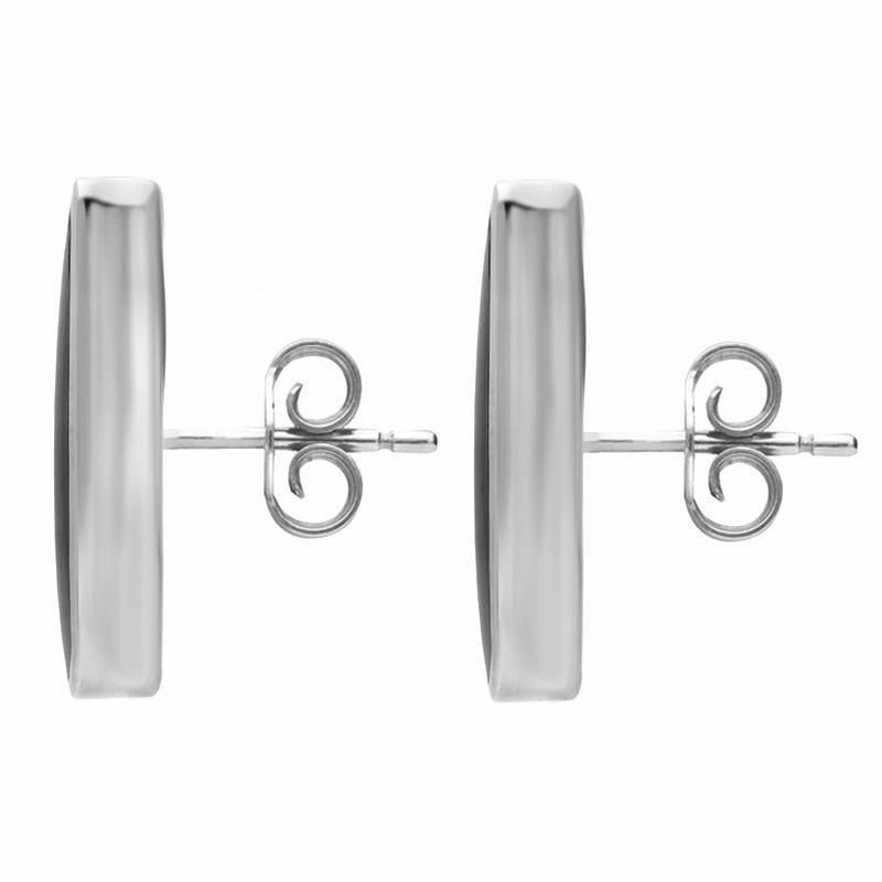 Sterling Silver Whitby Jet Organic Abstract Oval Stud Earrings