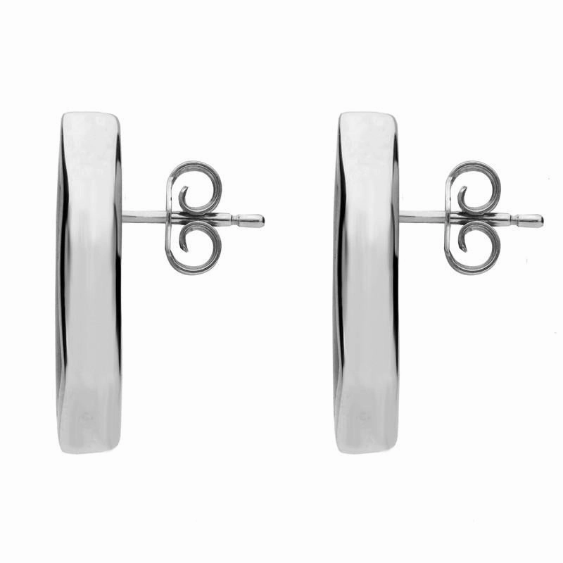 Sterling Silver Whitby Jet Organic Abstract Pentagon Stud Earrings