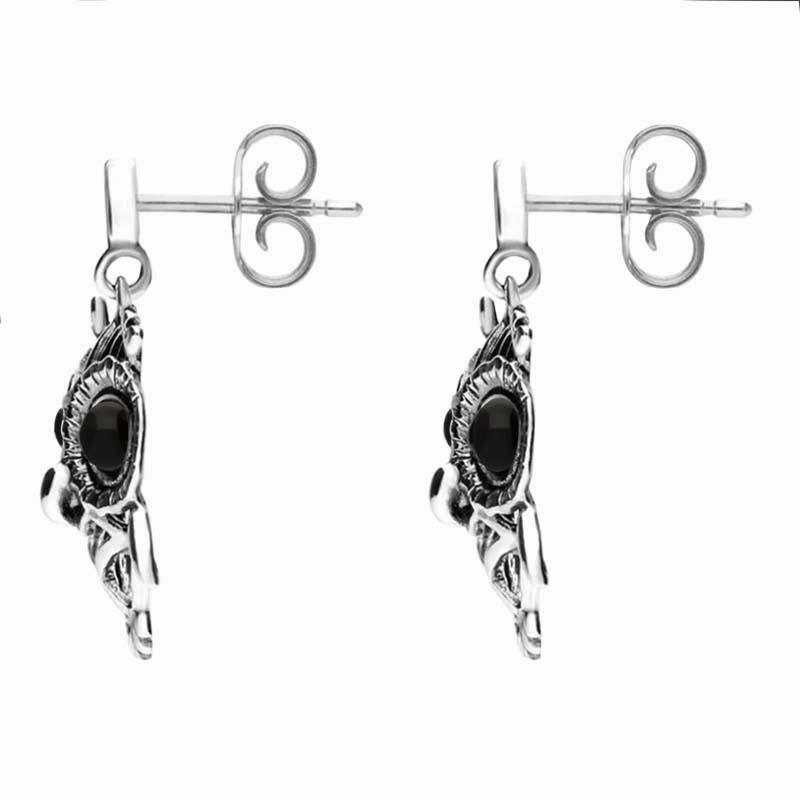 Sterling Silver Whitby Jet Owl Stud Earrings