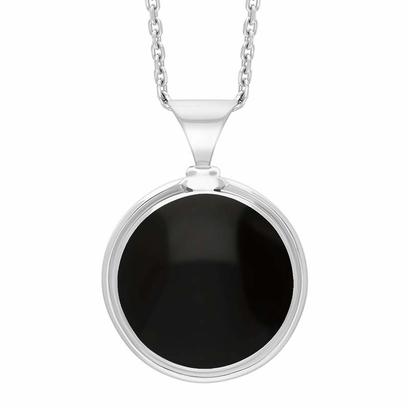 Sterling Silver Whitby Jet Round Necklace D