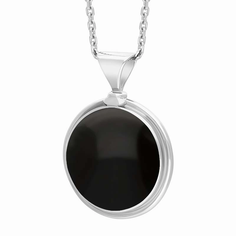 Sterling Silver Whitby Jet Round Necklace D
