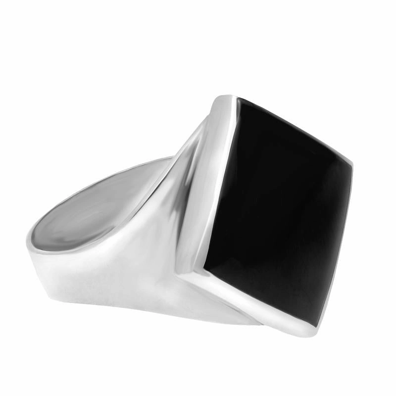 Sterling Silver Whitby Jet Small Rhombus Ring