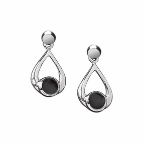 Sterling Silver Whitby Jet Small Teardrop Earrings