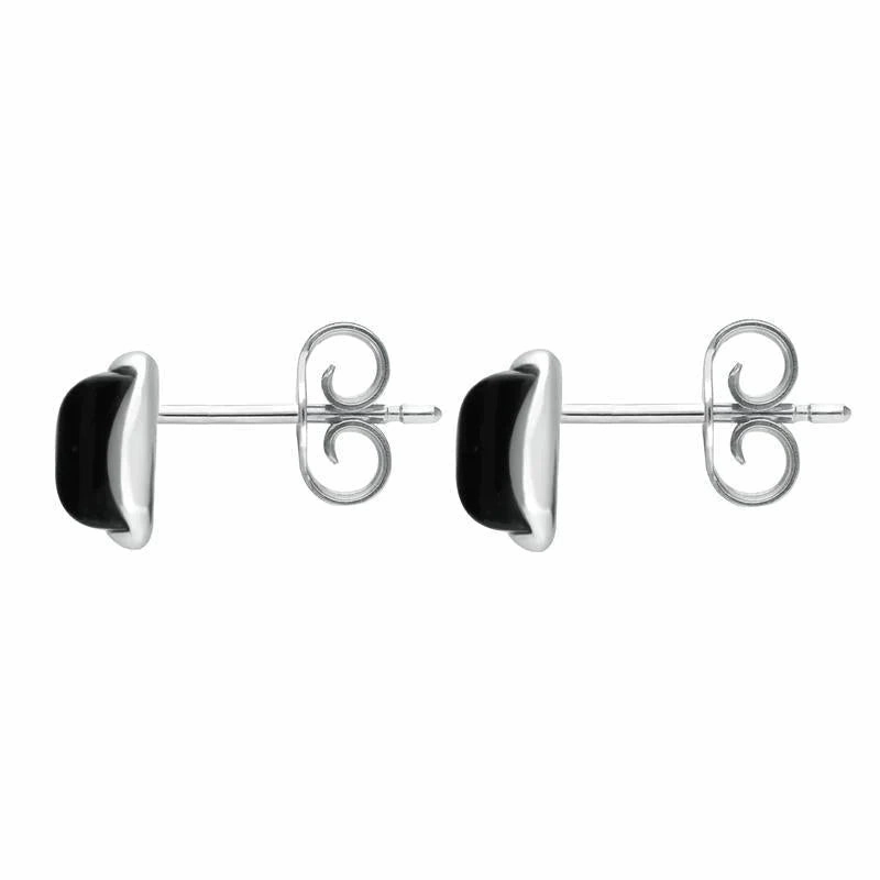 Sterling Silver Whitby Jet Square Stud Earrings
