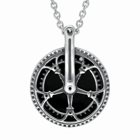 Sterling Silver Whitby Jet Tour De Yorkshire Small Chain Wheel Necklace