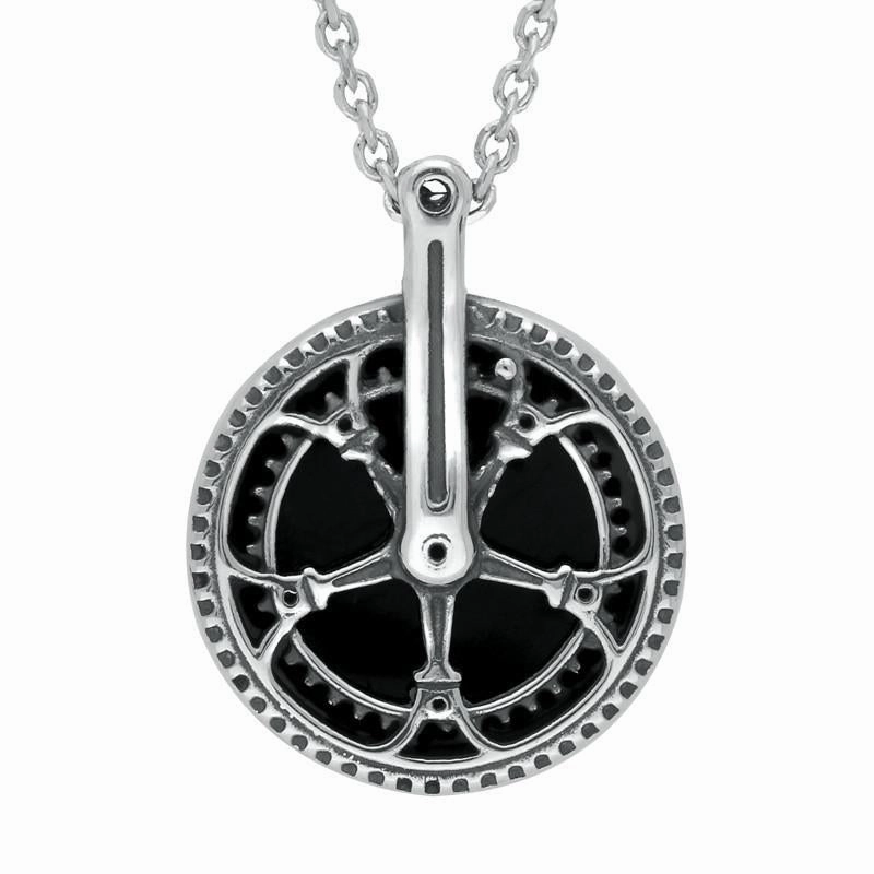 Sterling Silver Whitby Jet Tour De Yorkshire Small Chain Wheel Necklace