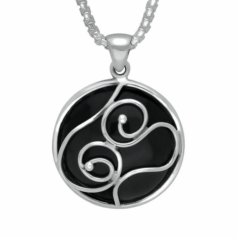 Sterling Silver Whitby Jet Unique Sterling Silver Loop Detail Necklace