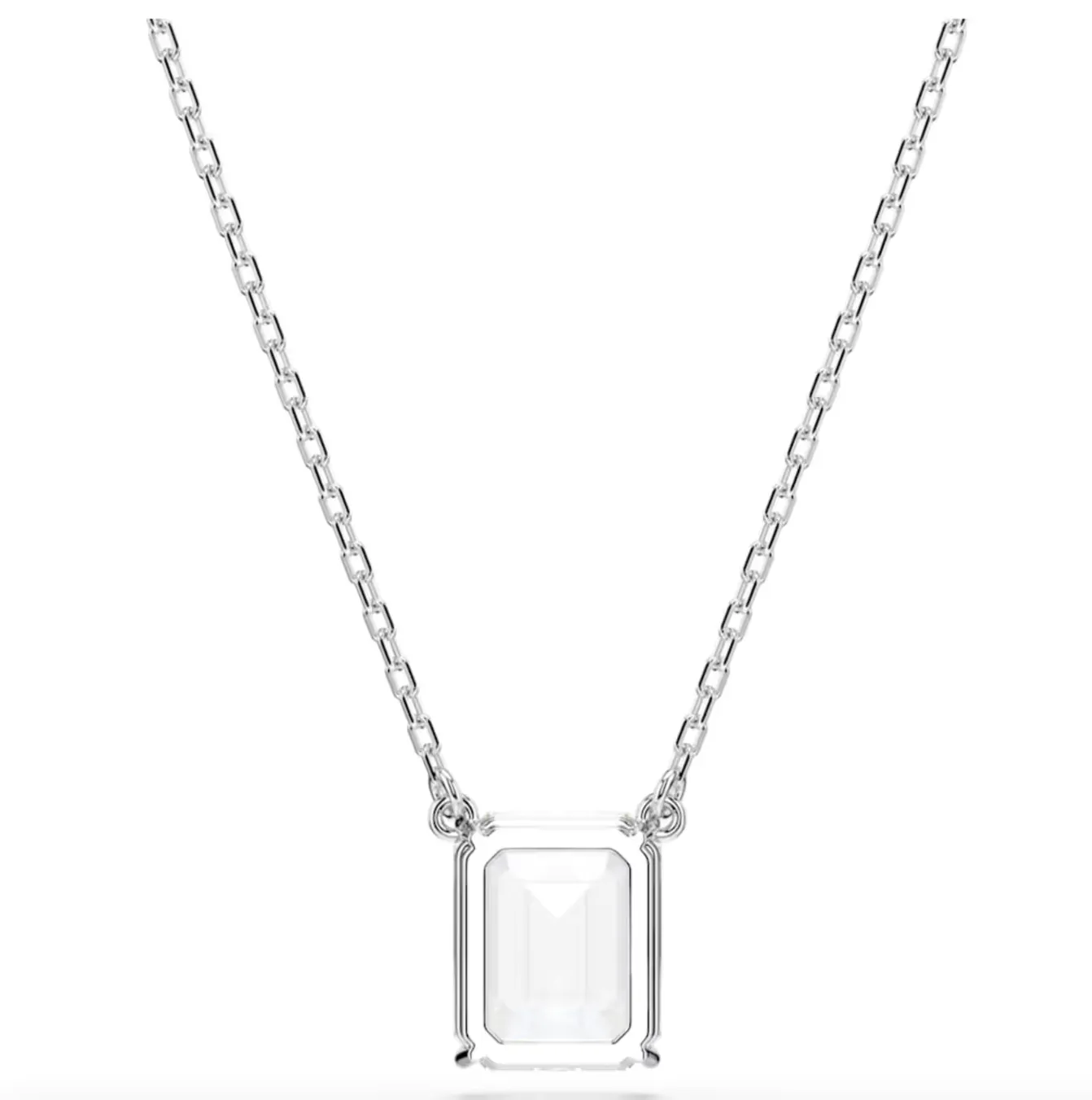 Stilla Octagon Cut White, Rhodium plated Pendant