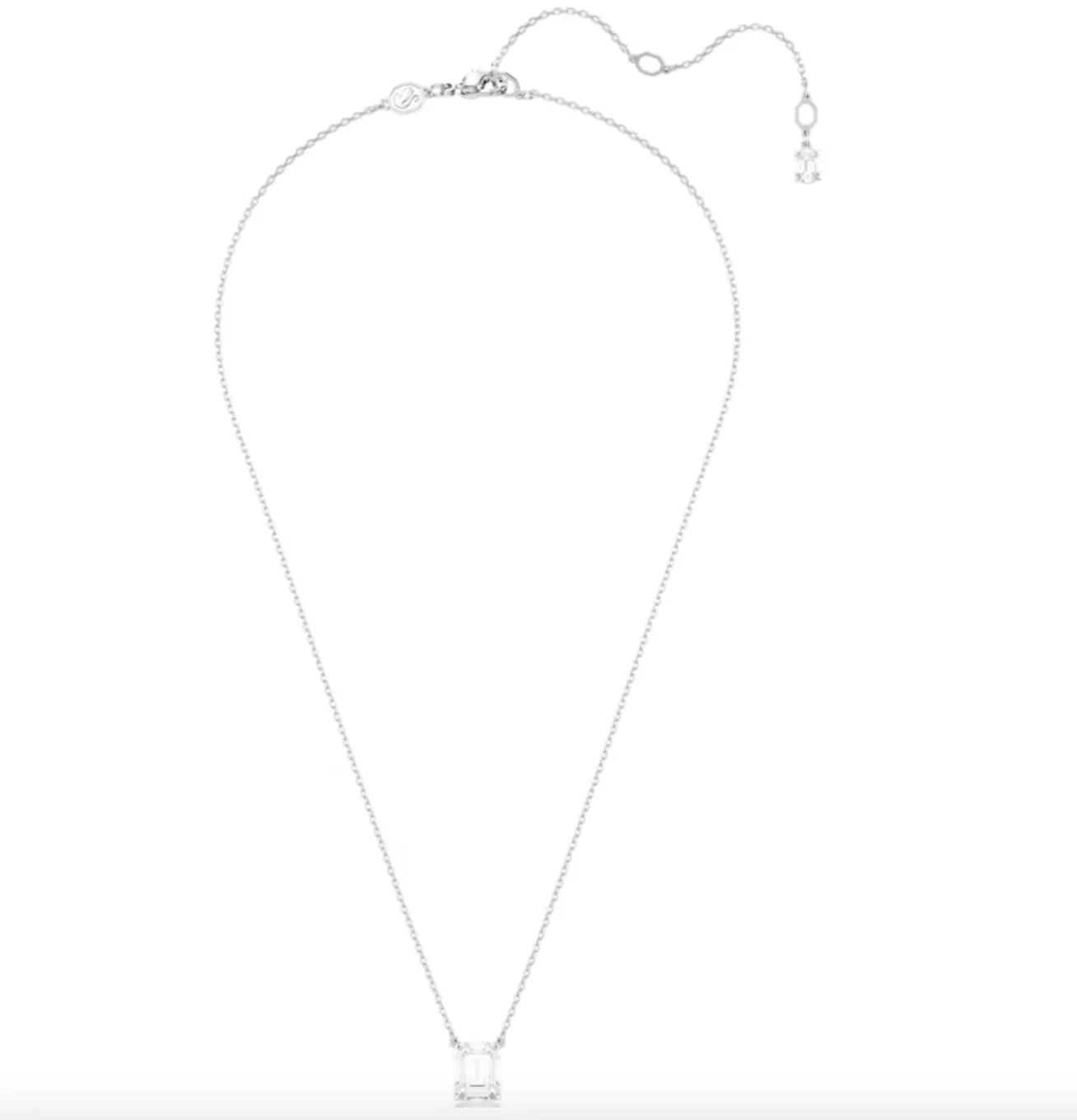 Stilla Octagon Cut White, Rhodium plated Pendant