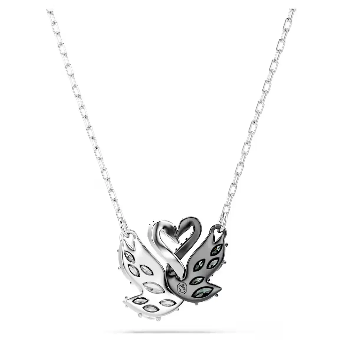 Swan Pearl, Swan, Black Silver Necklace