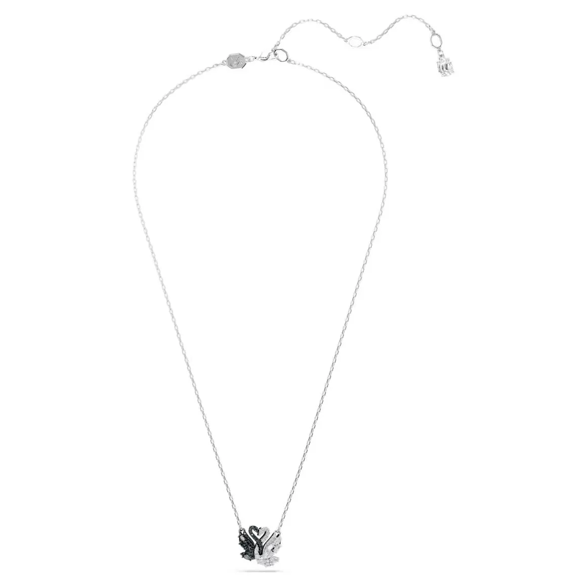 Swan Pearl, Swan, Black Silver Necklace
