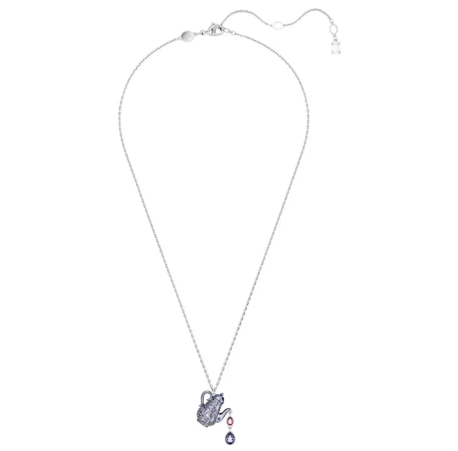 Swarovski Alice In Wonderland Rhodium Plated Teapot Necklace