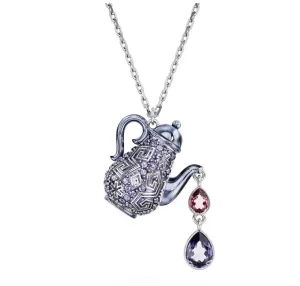 Swarovski Alice In Wonderland Rhodium Plated Teapot Necklace