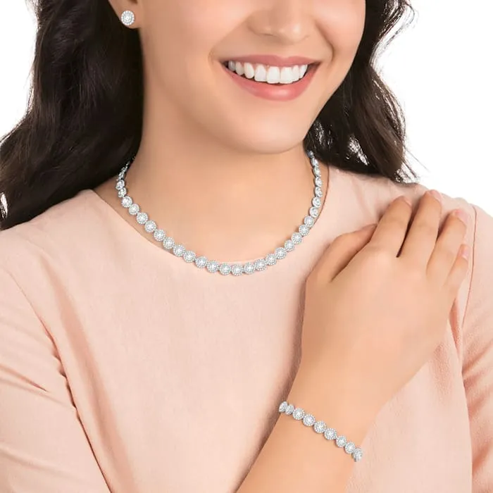 Swarovski Angelic Rhodium White Crystal Necklace Bracelet Earring Set