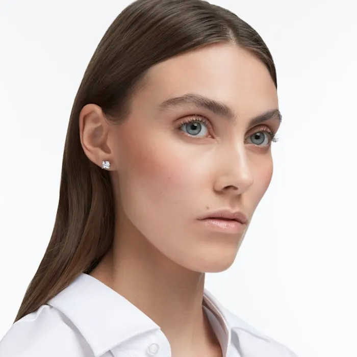 Swarovski Attract Rhodium Plated Square Solitaire Stud Earrings