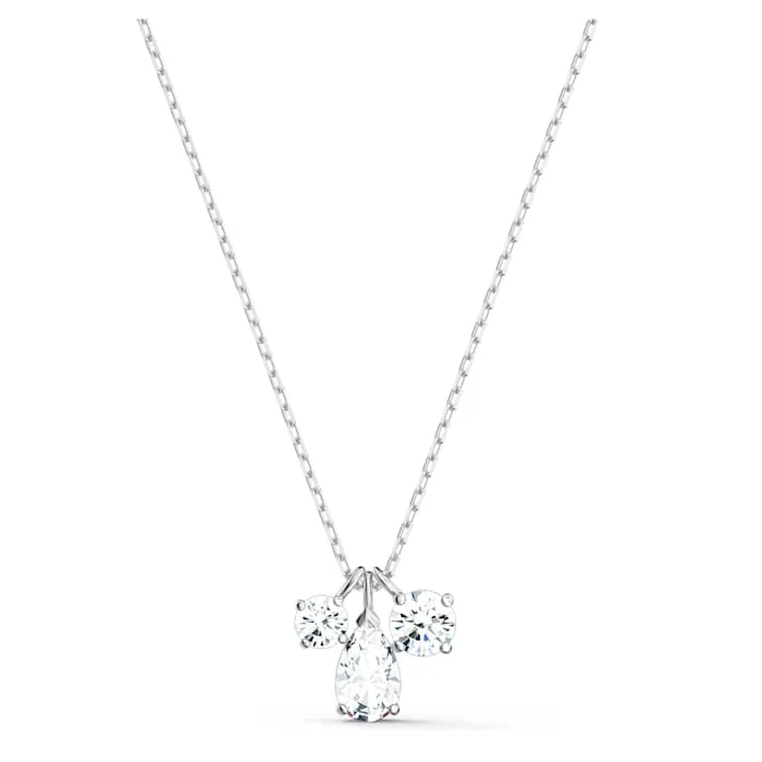Swarovski Attract Rhodium Plated White Crystal Three Stone Pendant