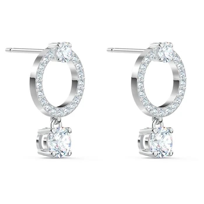 Swarovski Attract White Rhodium Plated Circle Crystal Drop Earrings