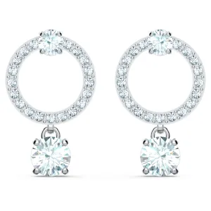 Swarovski Attract White Rhodium Plated Circle Crystal Drop Earrings